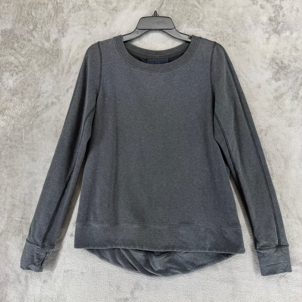 Lululemon Sweatshirt Womens 8 Pleated Back Grey Thumbhole Activewear EUC